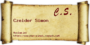 Czeider Simon névjegykártya